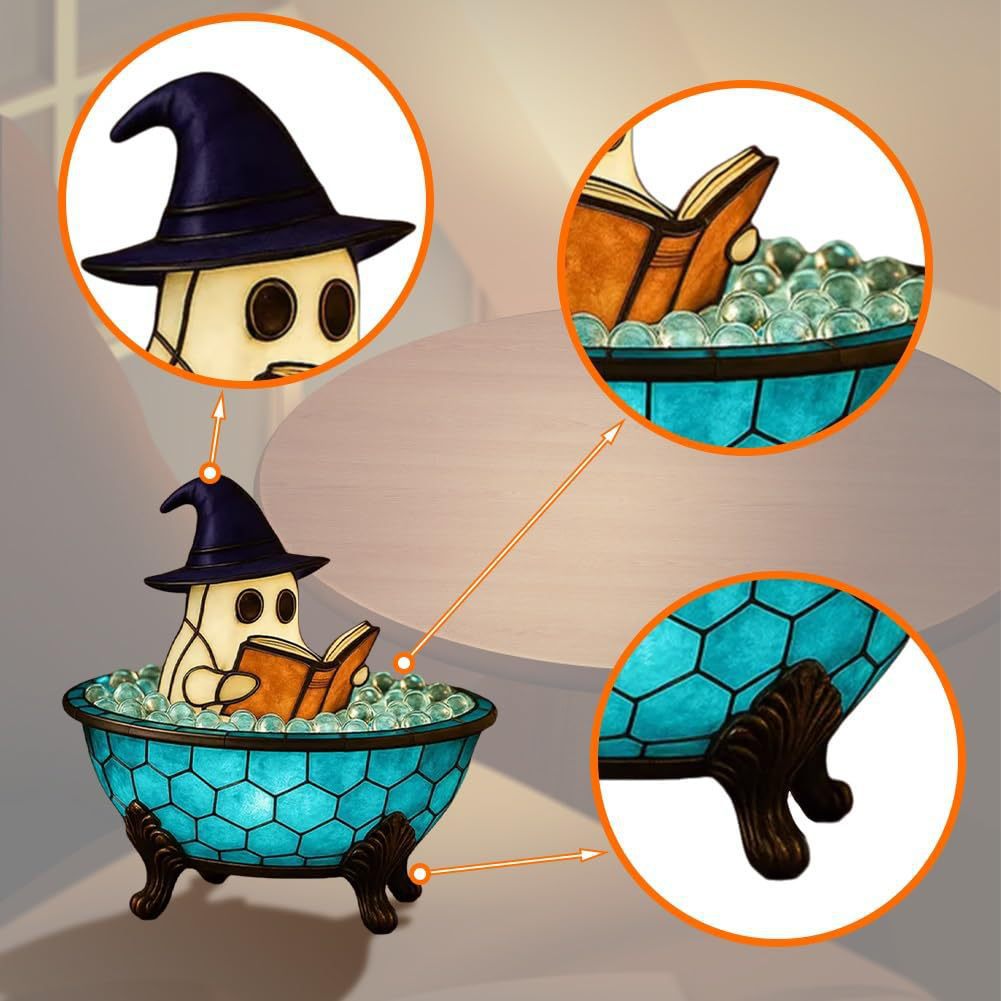 š„Halloween Pre-saleš-3D Physical Ghost Bubble Bath Lamp, Ghost-Themed Bathtub Accent Lamp for Halloween Party or Gift
