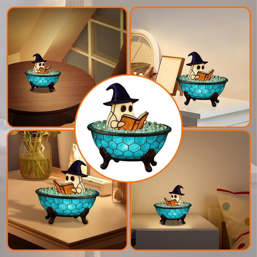 š„Halloween Pre-saleš-3D Physical Ghost Bubble Bath Lamp, Ghost-Themed Bathtub Accent Lamp for Halloween Party or Gift