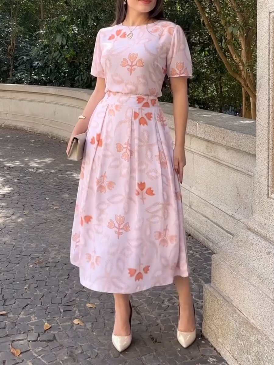 Exquisite Print Skirt Suit