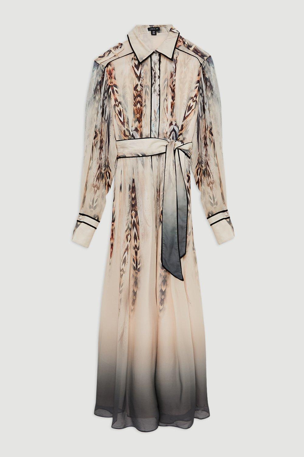 Viscose Floral Border Shirt Maxi Dress