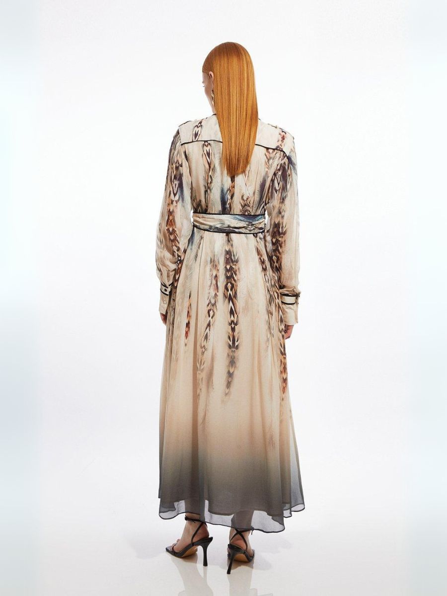 Viscose Floral Border Shirt Maxi Dress