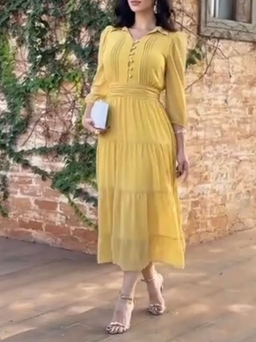 (⏰New Arrivals Promotion $15 OFF) Textured Chiffon Midi Dress