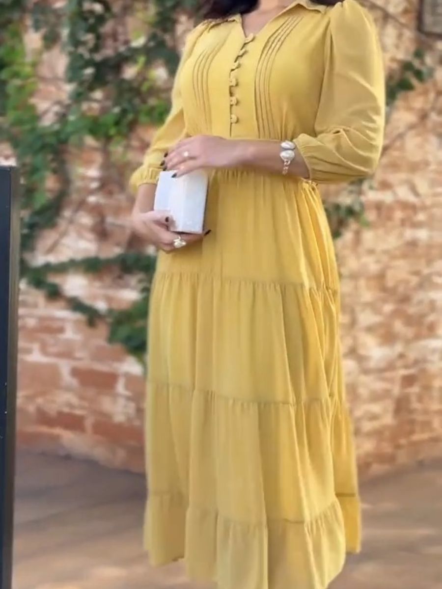(⏰New Arrivals Promotion $15 OFF) Textured Chiffon Midi Dress