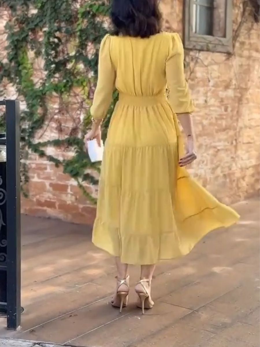 (⏰New Arrivals Promotion $15 OFF) Textured Chiffon Midi Dress