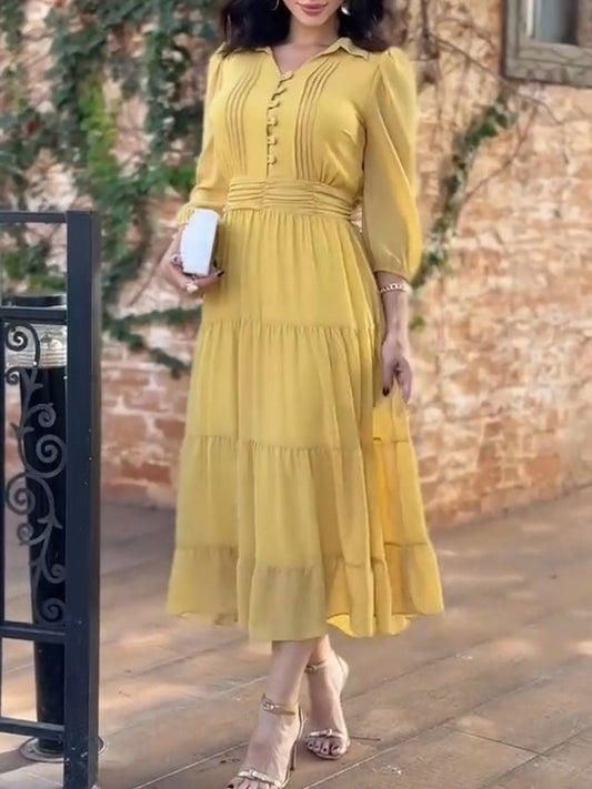 (⏰New Arrivals Promotion $15 OFF) Textured Chiffon Midi Dress