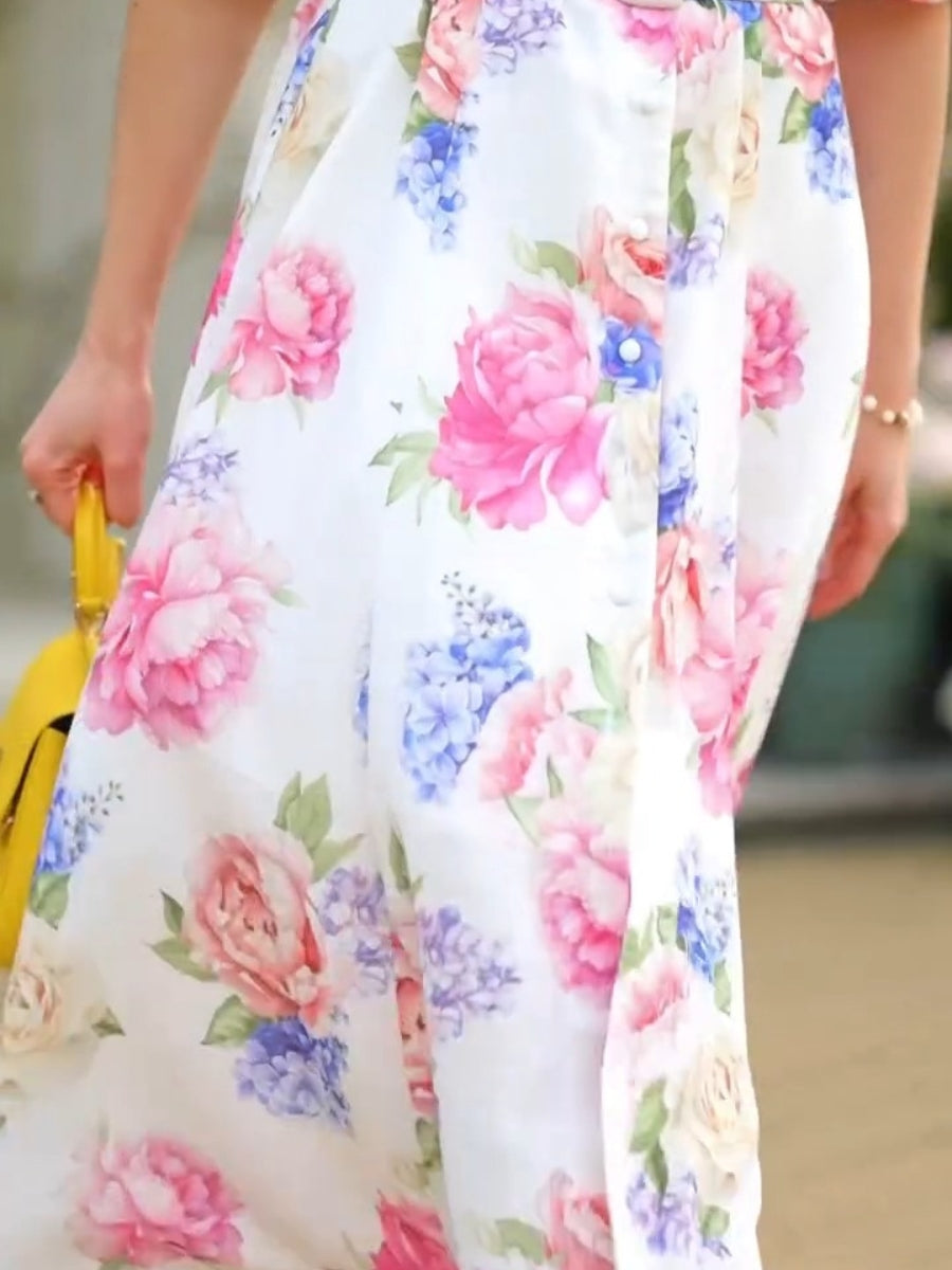 Floral Cotton Embroidery Skater Dress