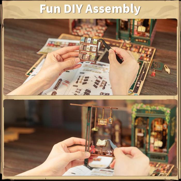 【OWL BOOKSTORE】DIY bookcase with LED lights,Creative DIY toys. Best Gift For Kids