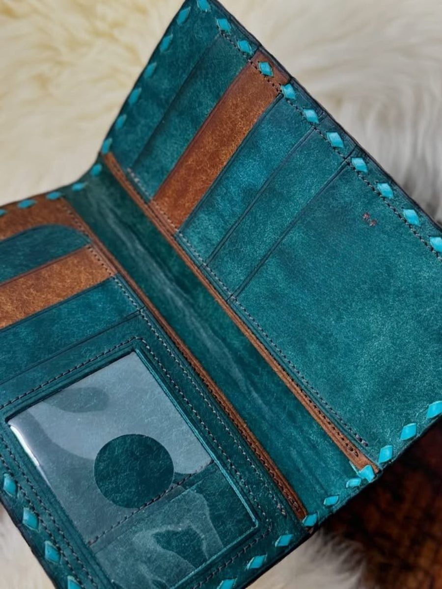 Full Floral Tooled Long Wallet