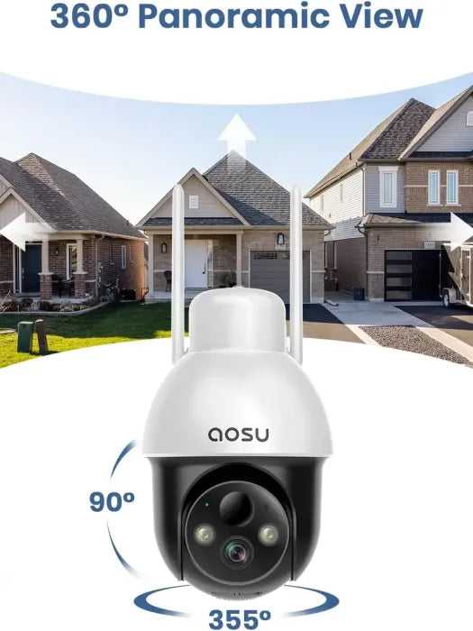 š„Limited Time 50% OFFā”AOSU Solar Security Camera Wireless Outdoor with Panoramic PTZ, Human Auto Tracking, 2K Night Vision