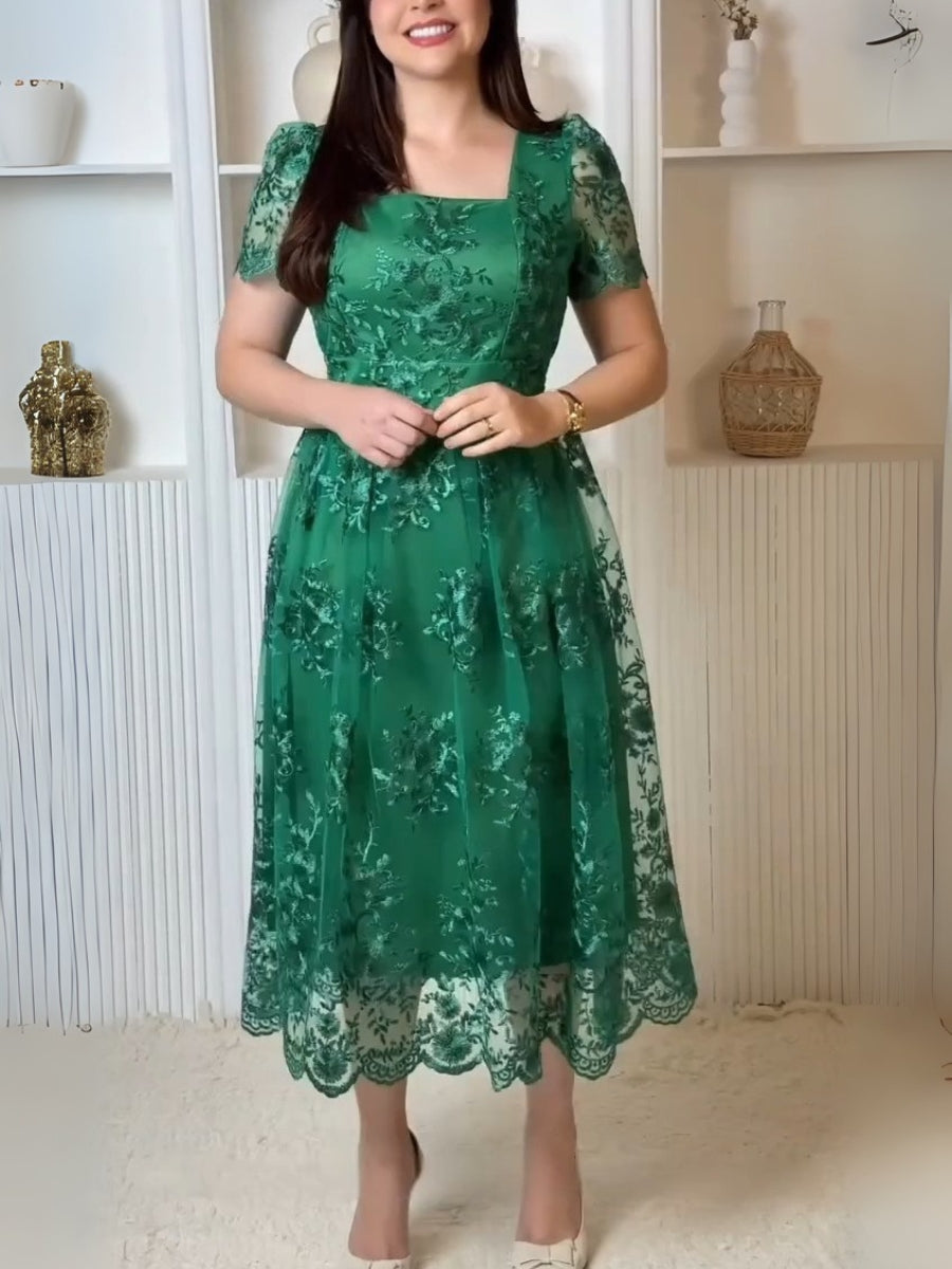Elegant Embroidered Tulle Dress