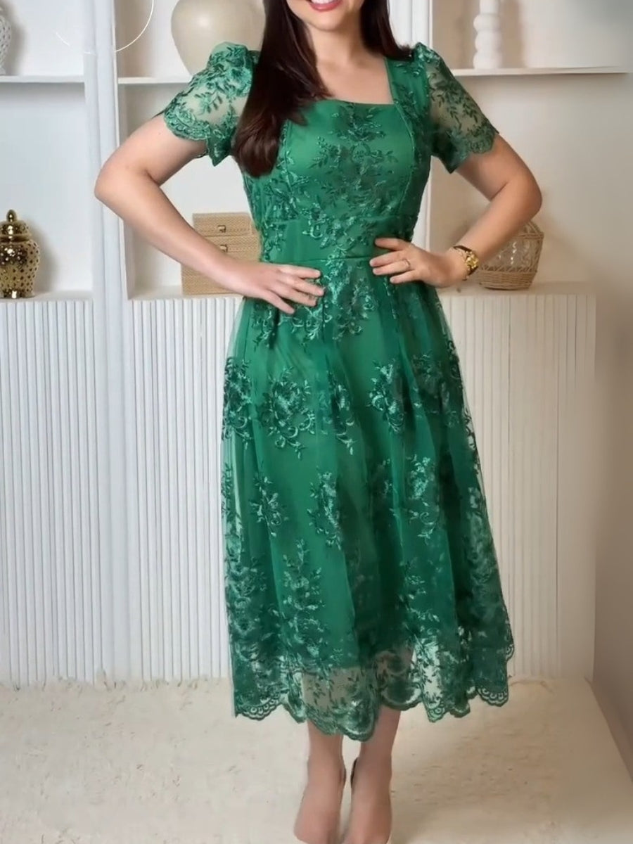 Elegant Embroidered Tulle Dress