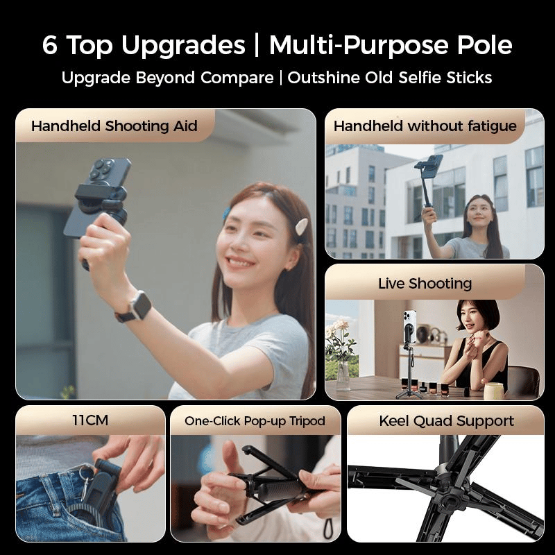 š„2025 New 4-in-1 Multifunctional 360° Rotation Magnetic Selfie Stick