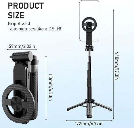 š„2025 New 4-in-1 Multifunctional 360° Rotation Magnetic Selfie Stick