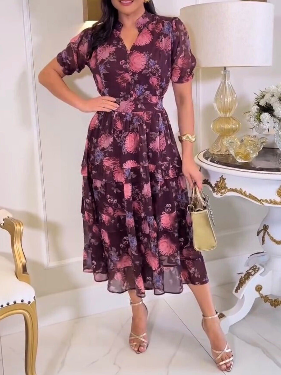 Chiffon Floral Midi Dress