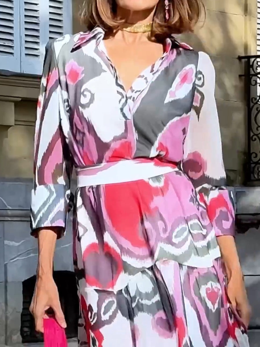 New Printed V-Neck Maxi Dress