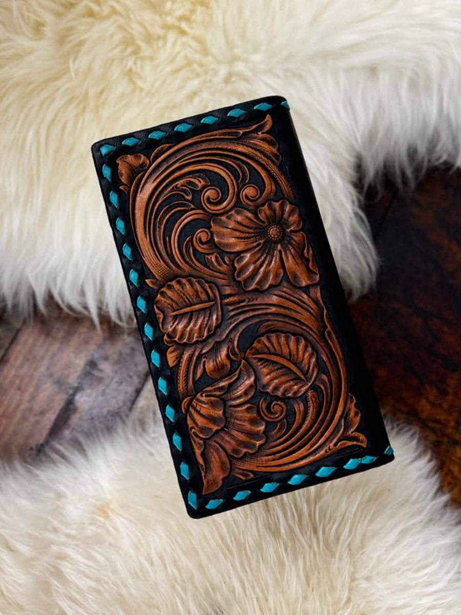 Full Floral Tooled Long Wallet
