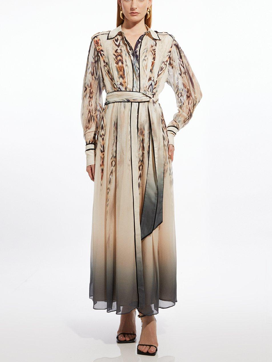 Viscose Floral Border Shirt Maxi Dress