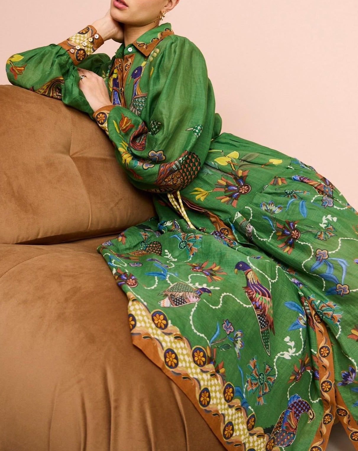 Green vintage peacock dress