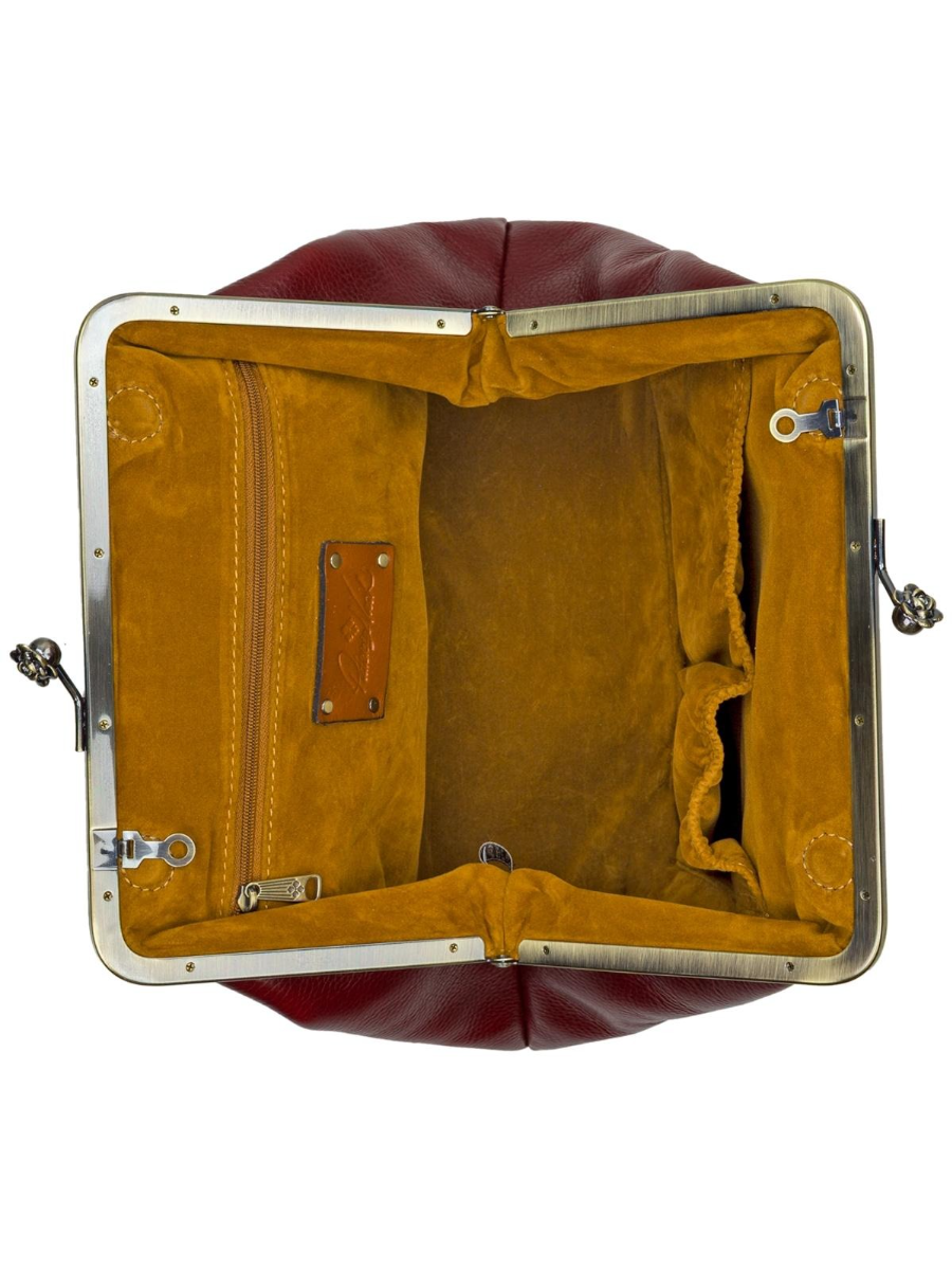 Women's Red Sofia Kisslock Leather Bag