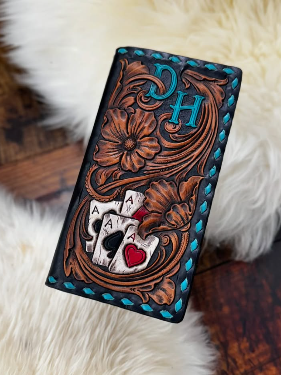 Full Floral Tooled Long Wallet