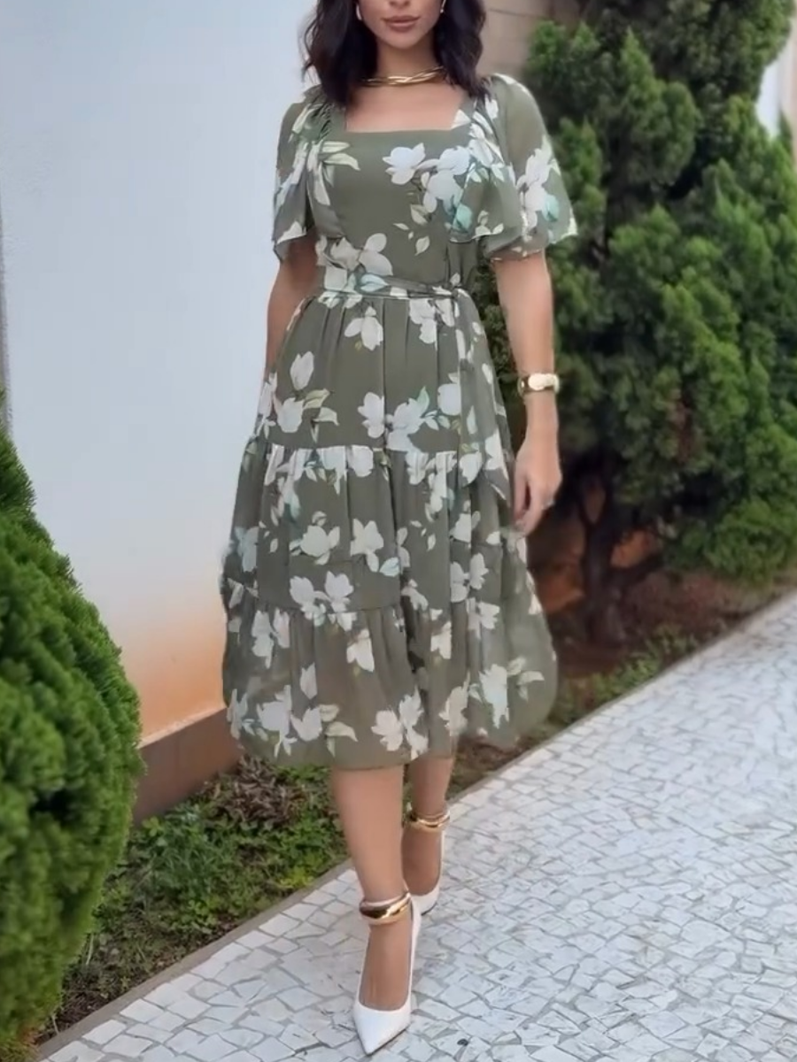 (⏰New Arrivals Promotion $15 OFF) Whispering Blossom Chiffon Midi Dress