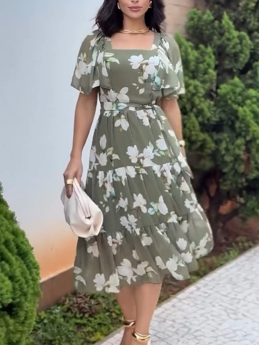 (⏰New Arrivals Promotion $15 OFF) Whispering Blossom Chiffon Midi Dress