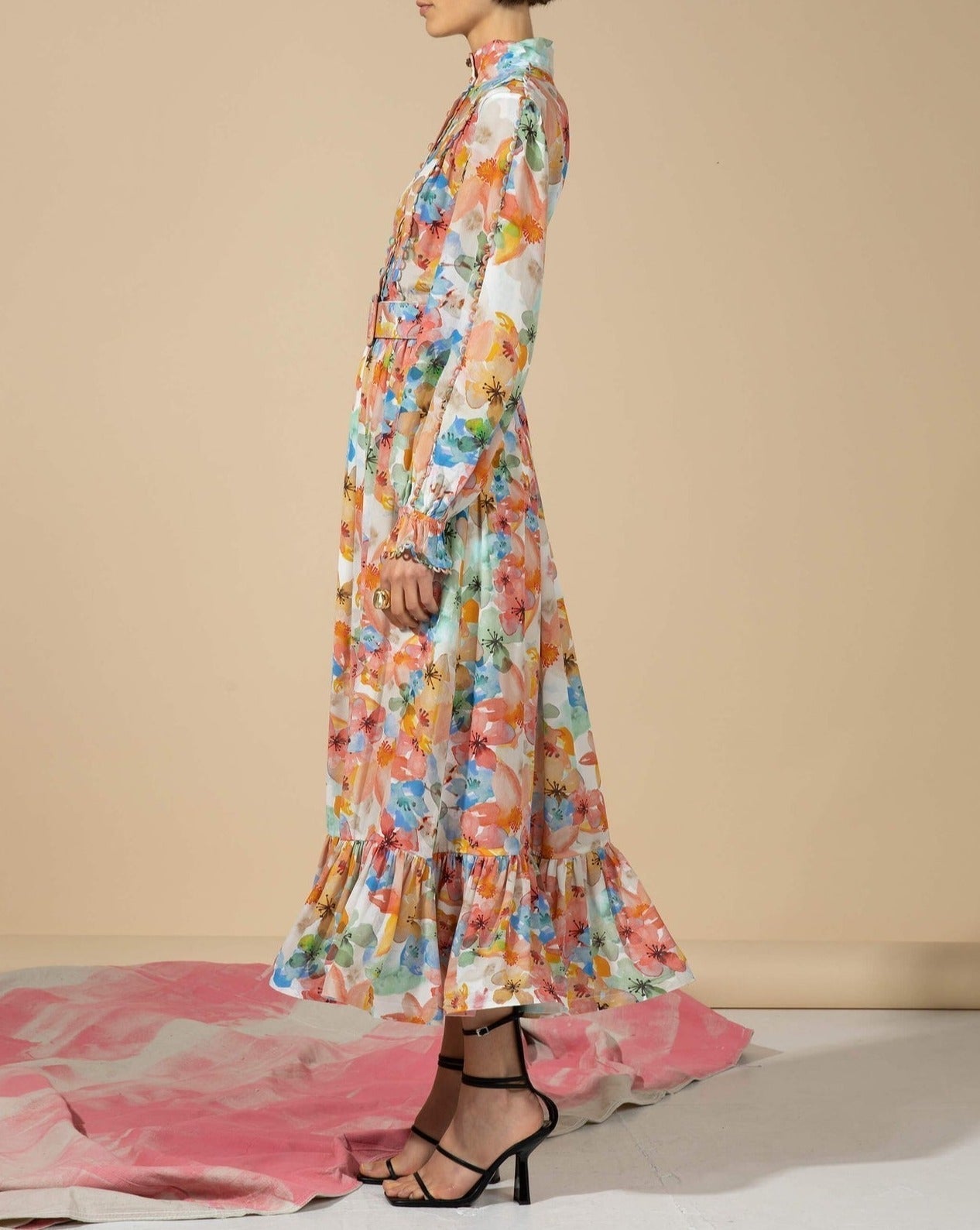 Elegant Retro Red Print Dress