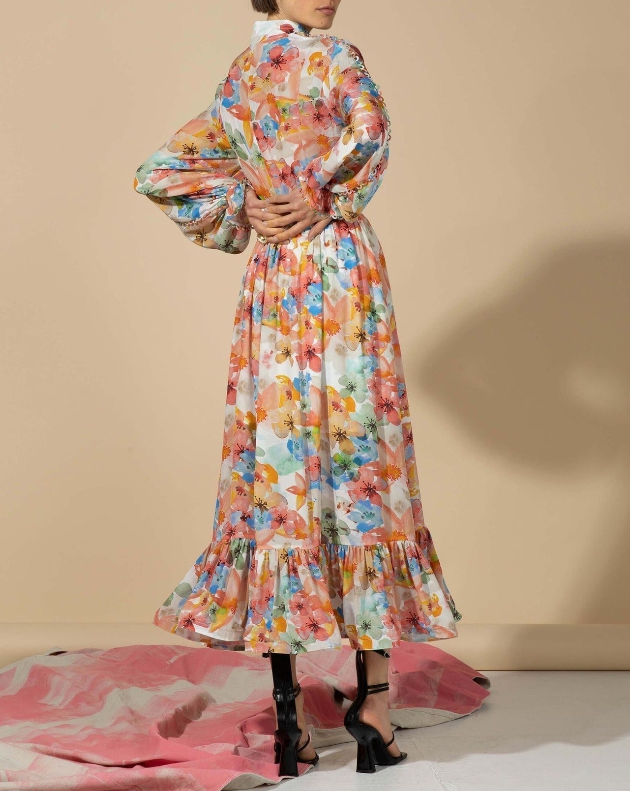 Elegant Retro Red Print Dress