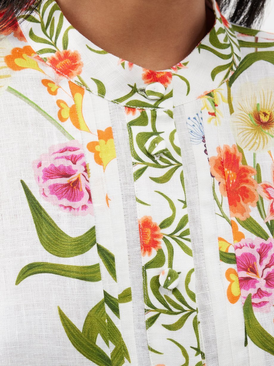 The floral-print cotton-blend midi shirt dress