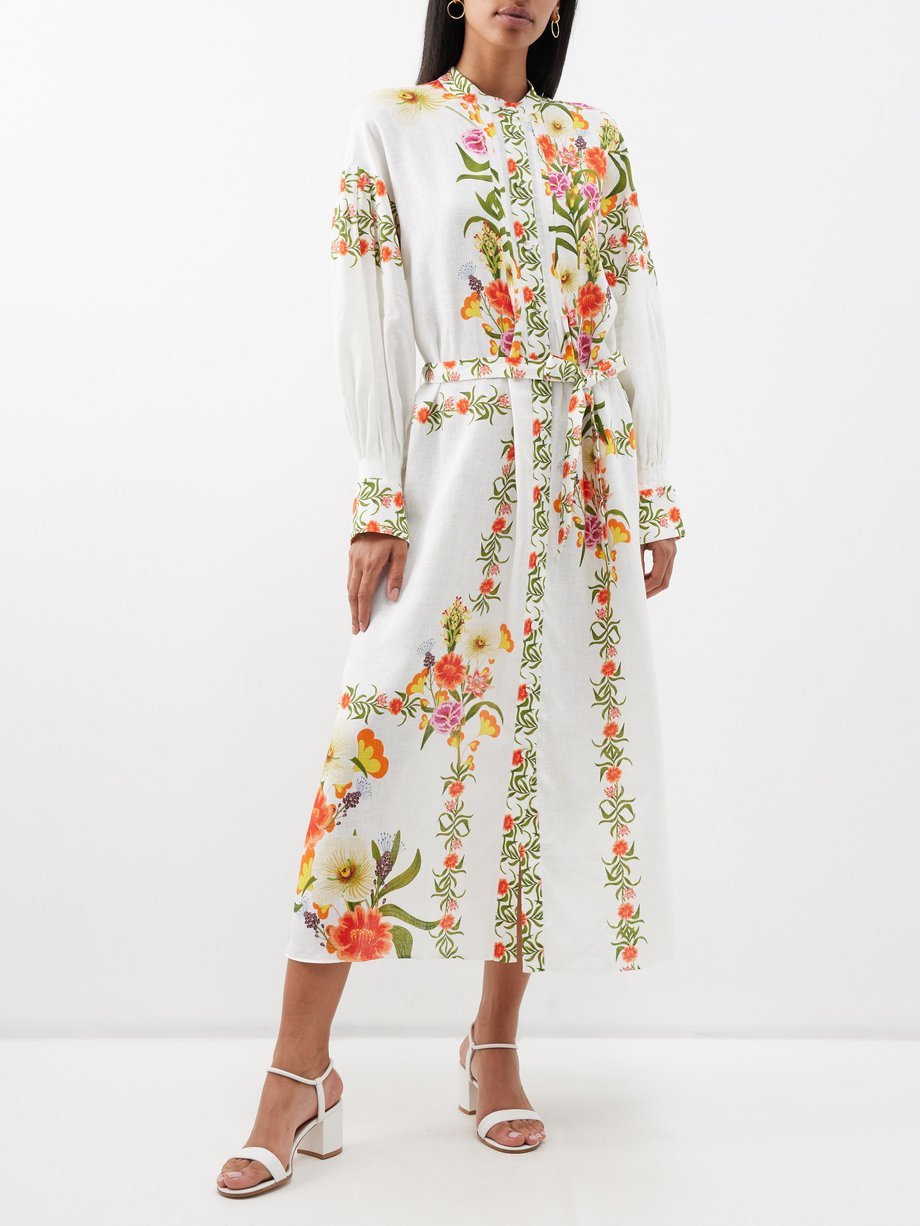 The floral-print cotton-blend midi shirt dress