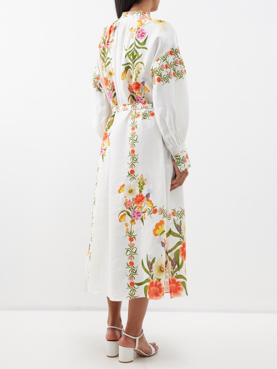 The floral-print cotton-blend midi shirt dress