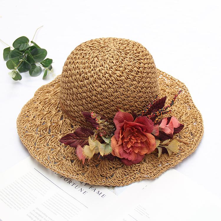Flower tie straw hat