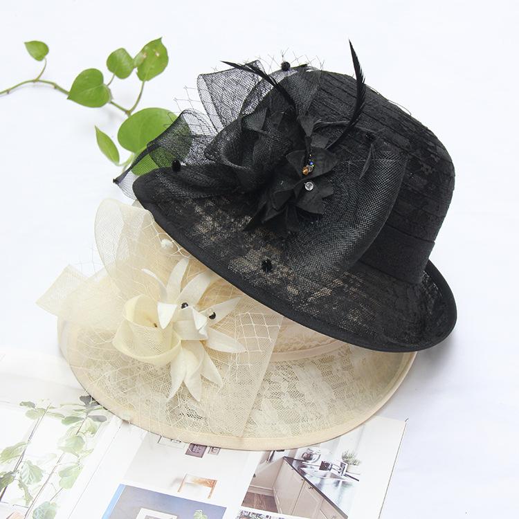 Temperament flower lace bowler hat