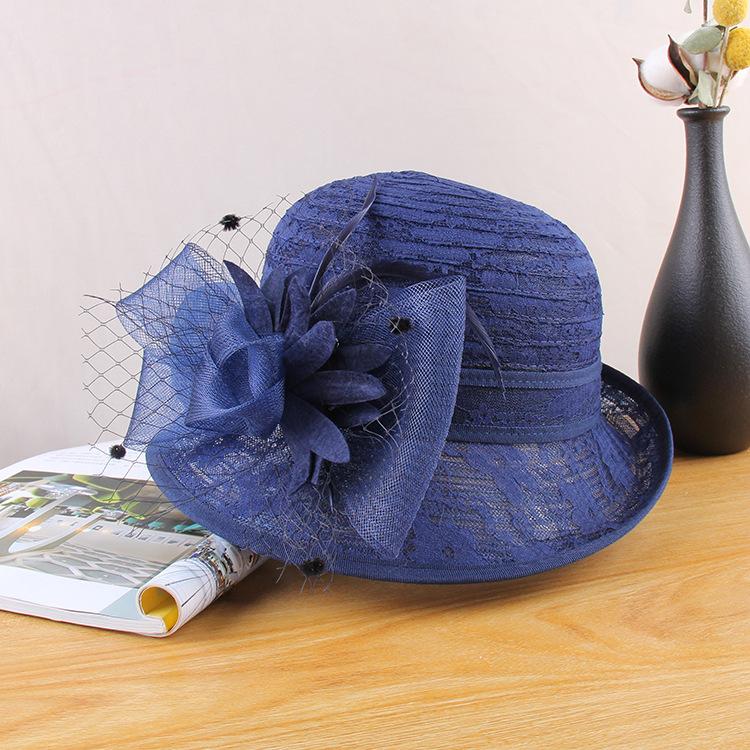 Temperament flower lace bowler hat