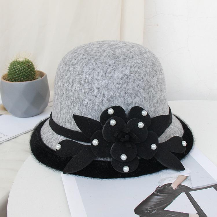 New woolen beaded flower hat