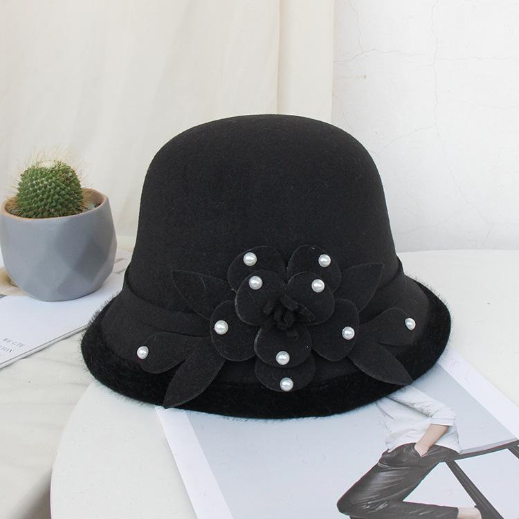 New woolen beaded flower hat
