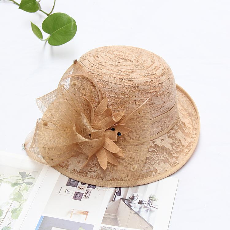 Temperament flower lace bowler hat