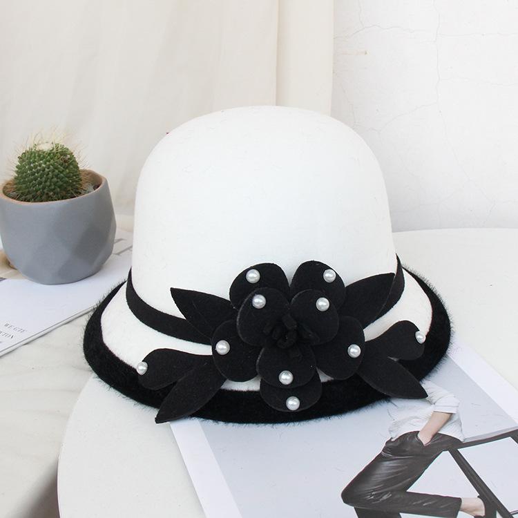 New woolen beaded flower hat