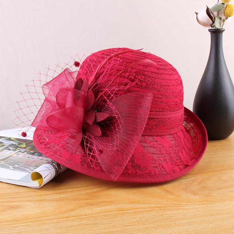 Temperament flower lace bowler hat