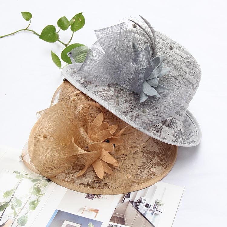 Temperament flower lace bowler hat