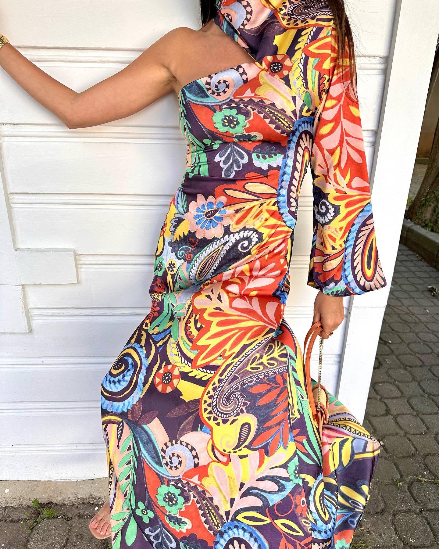 Printed Asymmetric Dress
