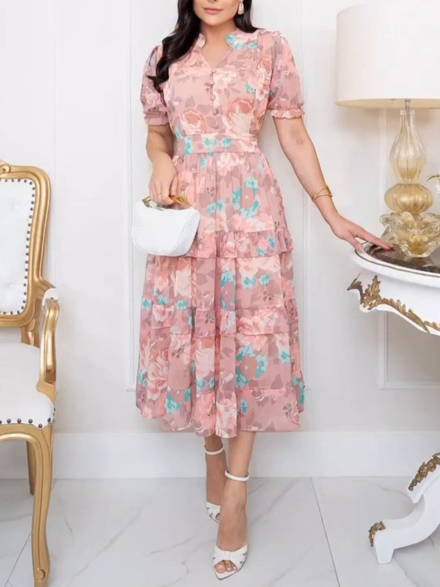 Chiffon Floral Midi Dress
