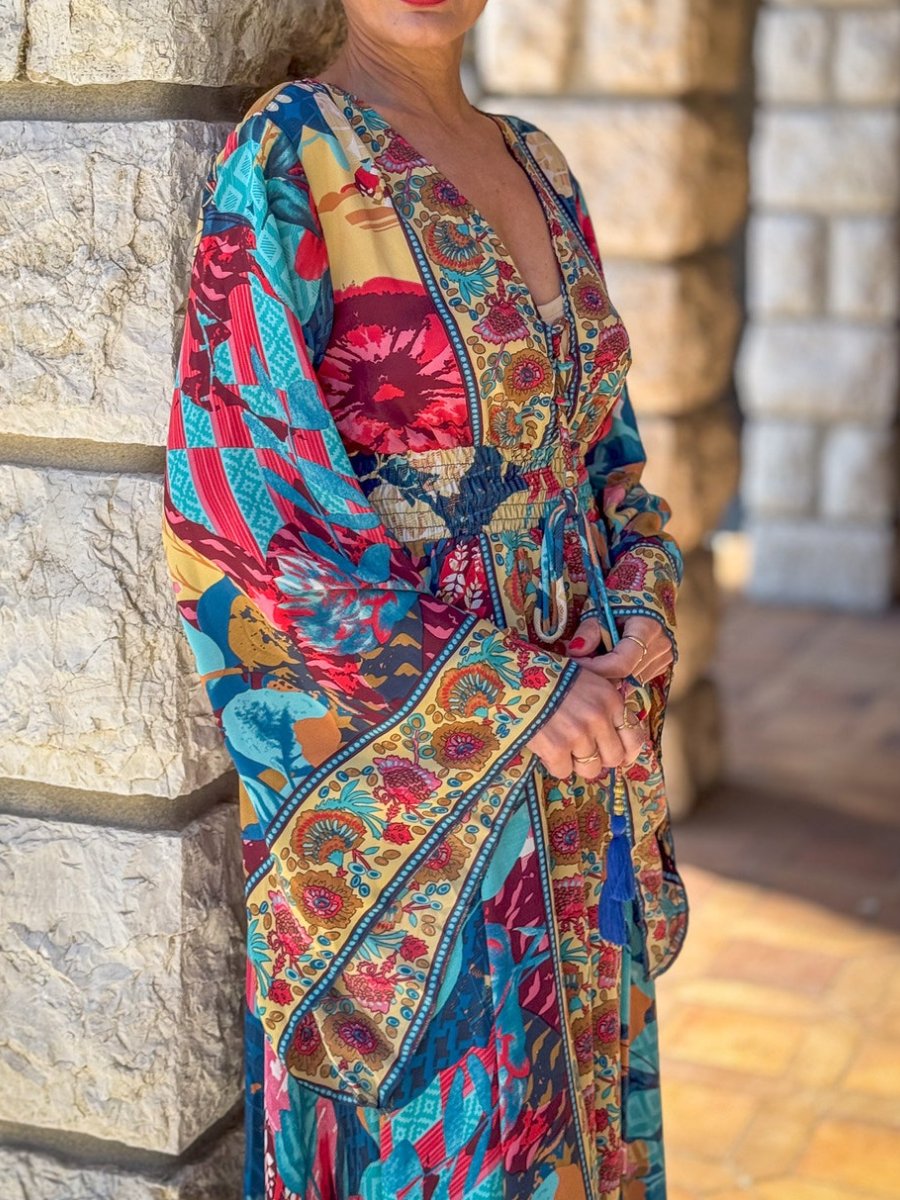 Long Bohemian V-neck Low-cut Dress