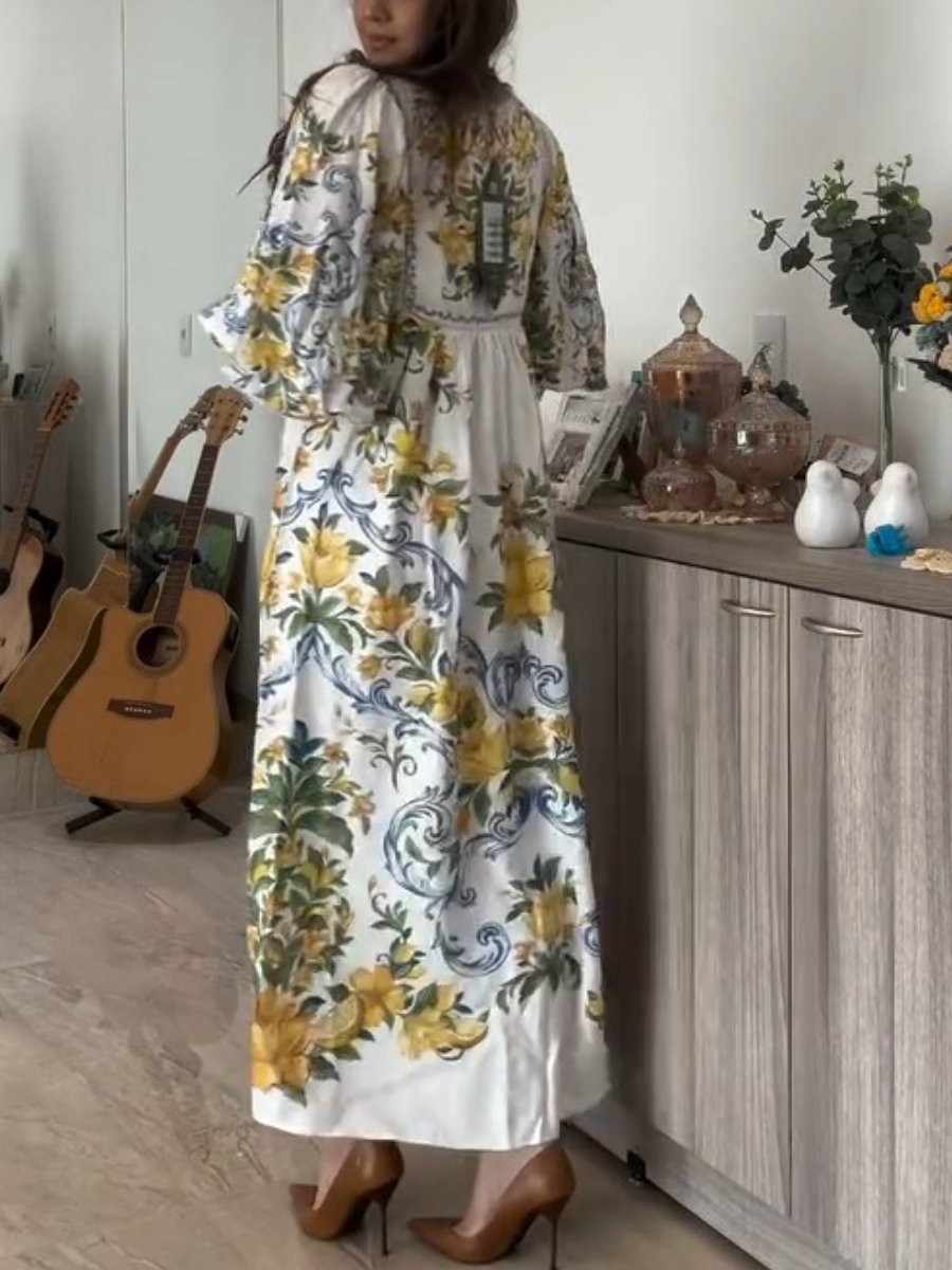 Women's Long Sleeve Autumn Floral Dress