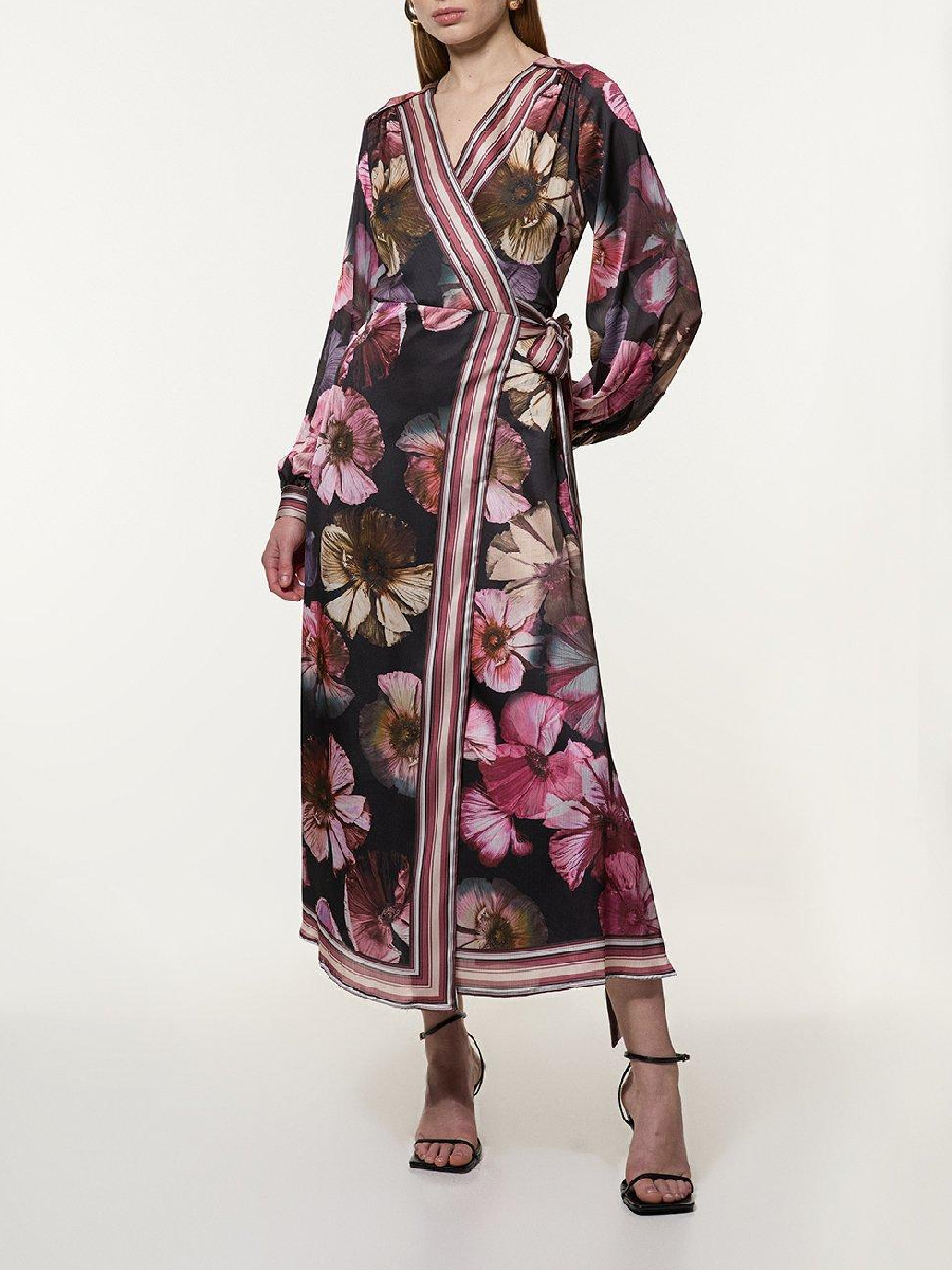 Floral Border Print Woven Maxi Dress
