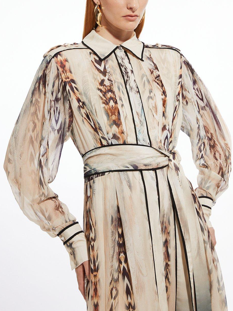 Viscose Floral Border Shirt Maxi Dress