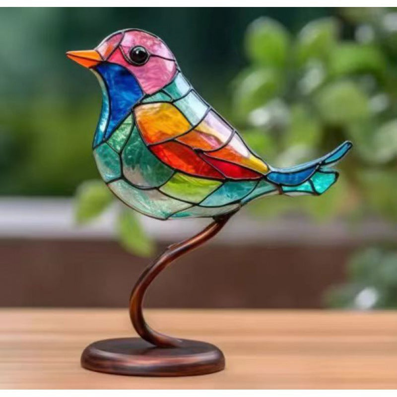 🎉Limited Time 49% OFF🌈Stained Glass Birds on Branch Desktop Ornaments 🕊️✨