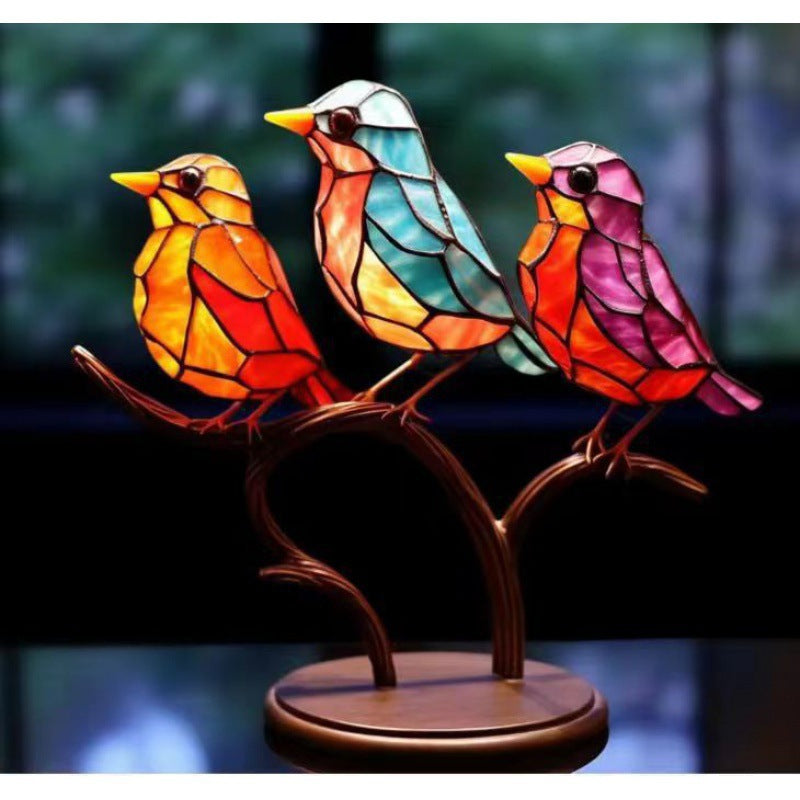 🎉Limited Time 49% OFF🌈Stained Glass Birds on Branch Desktop Ornaments 🕊️✨