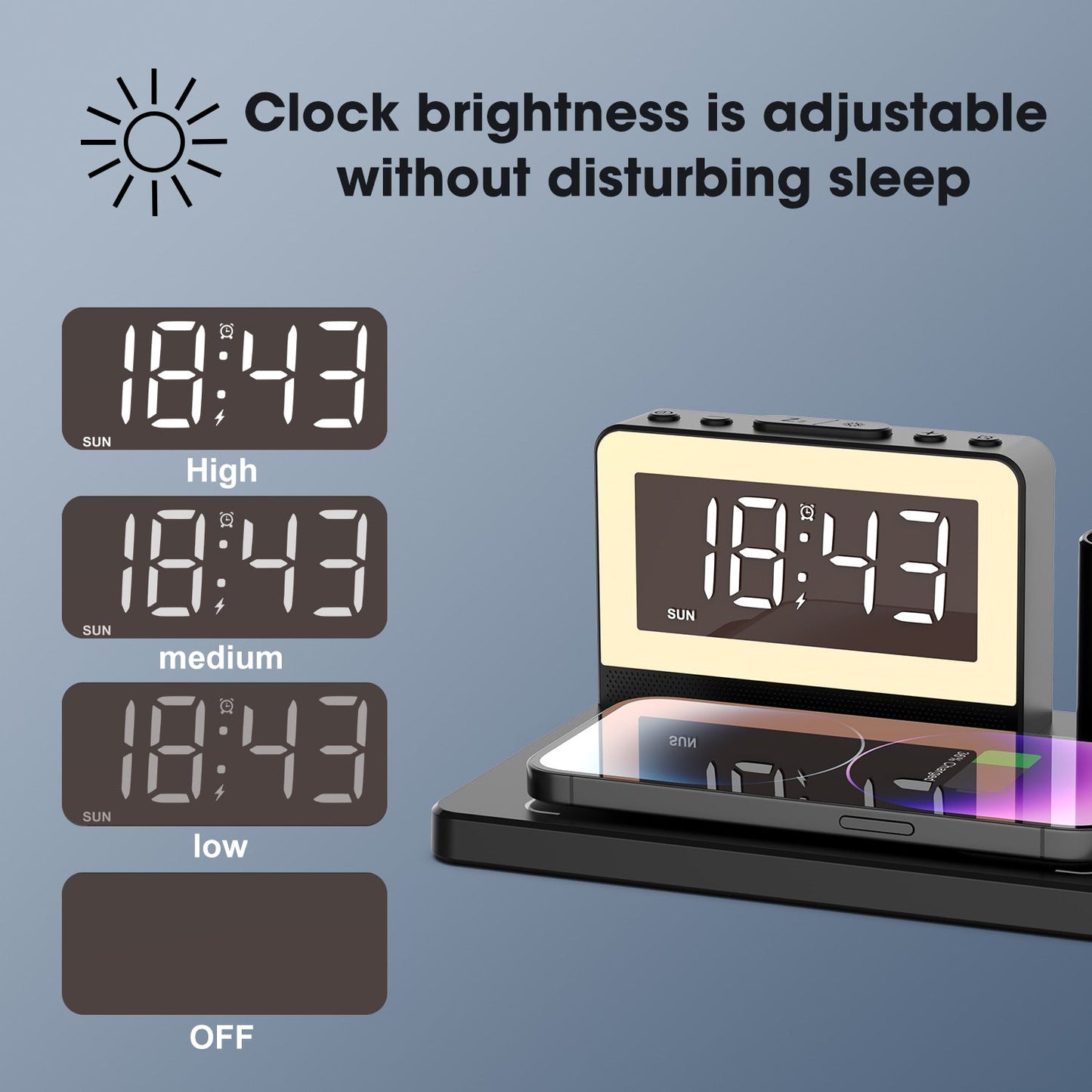 🔥Limited time 49% OFF📲7 in 1 Charging Station with Clock, Wireless Charger with Night Light