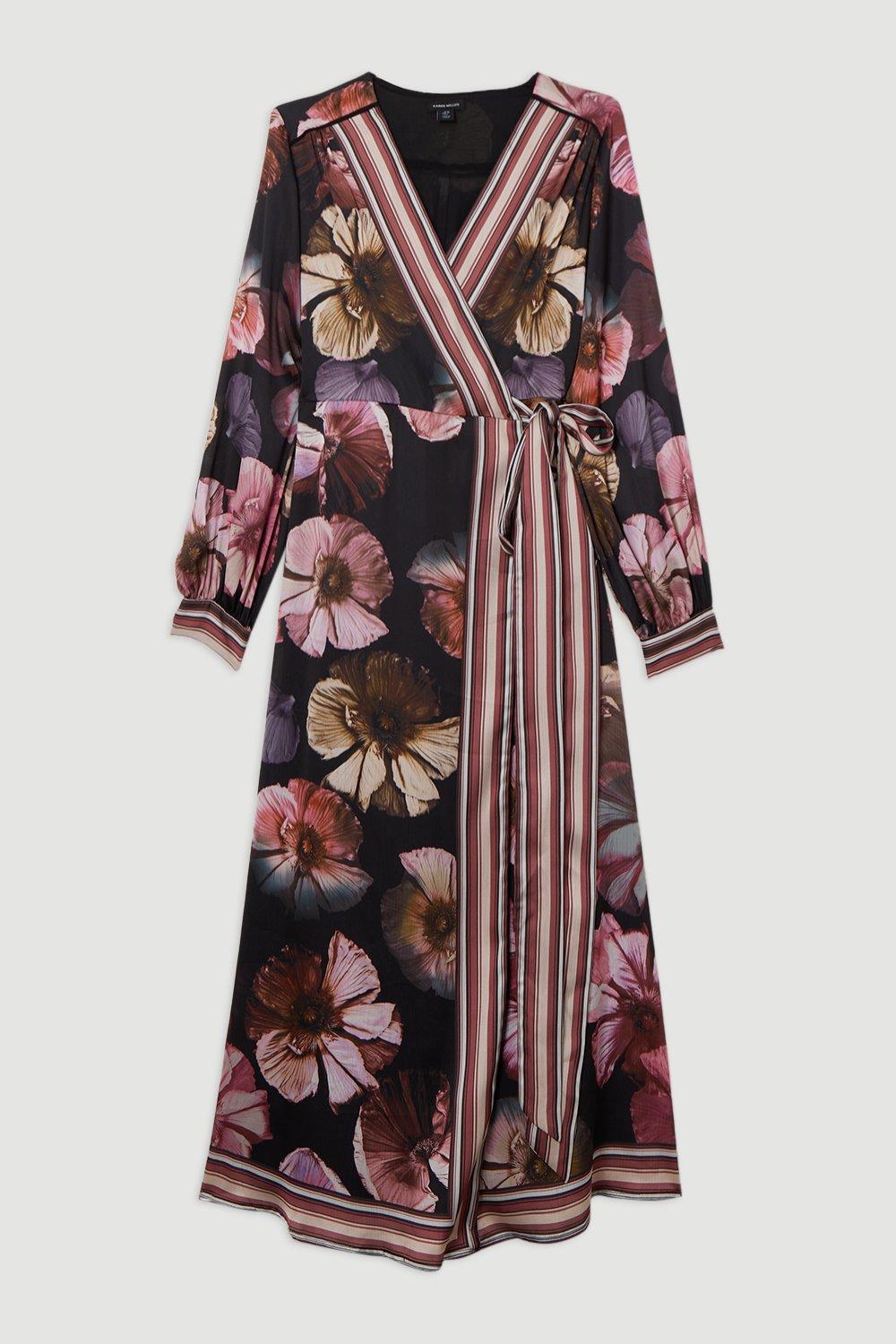 Floral Border Print Woven Maxi Dress